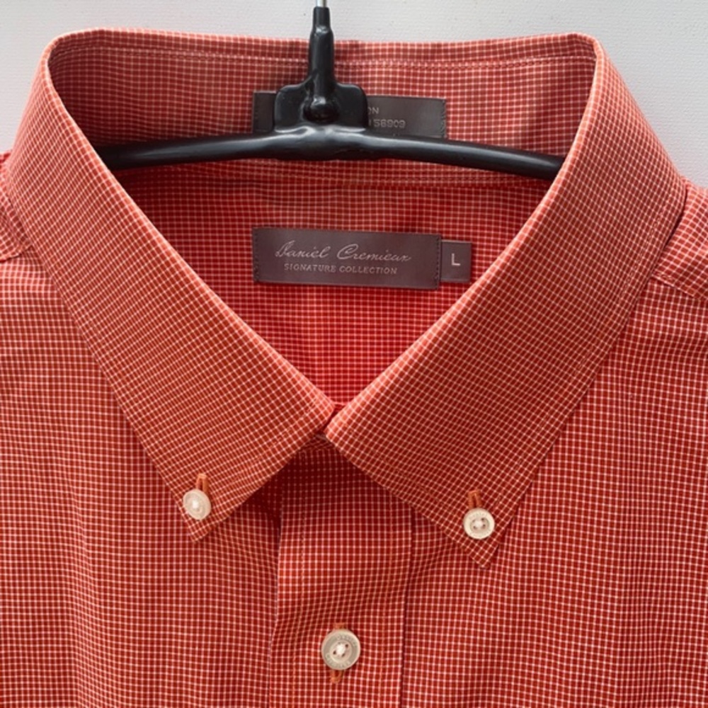 Daniel Cremieux Signature Men’s L Tomato Red Micro Check Cotton Shirt